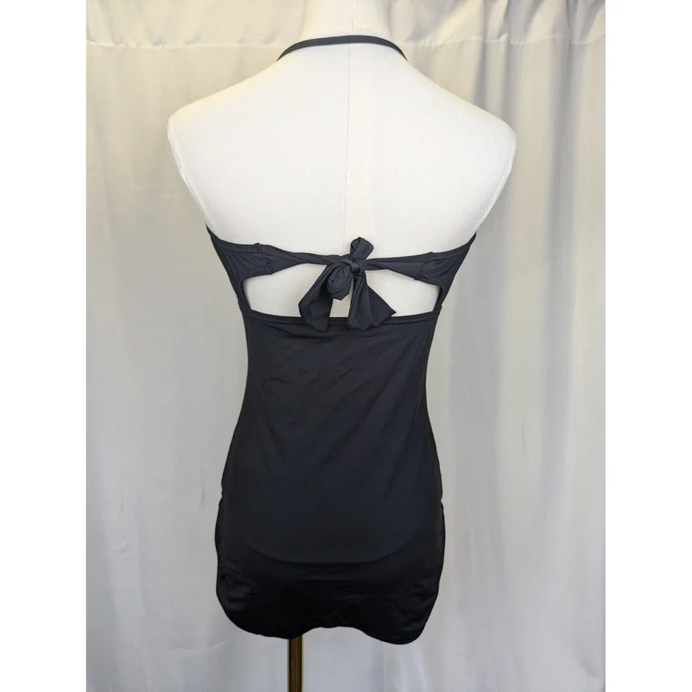Tommy Bahama One Piece Swimsuit Women 10 Black Halter Ruched Sweetheart‎ Padded